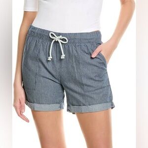 MARONIE Railroad Stripe Pull One Shorts L Indigo $57 Retail NWOT